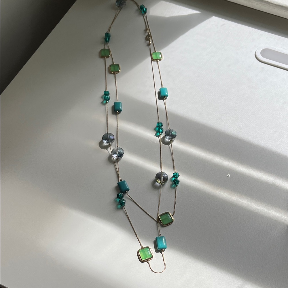 3 for $15 Turquoise & Green Multi-Bead Layered Necklace